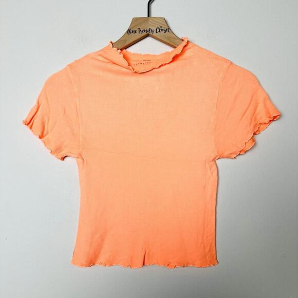 Free People NWOT Madeline Funnel Baby Tee Peach Size XS/S - Picture 3 of 6